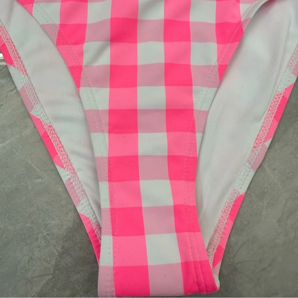 Women’s Cotton On Body High Side Brazilian Seam Bikini Bottom Checkered Swimsuit - Picture 3 of 14